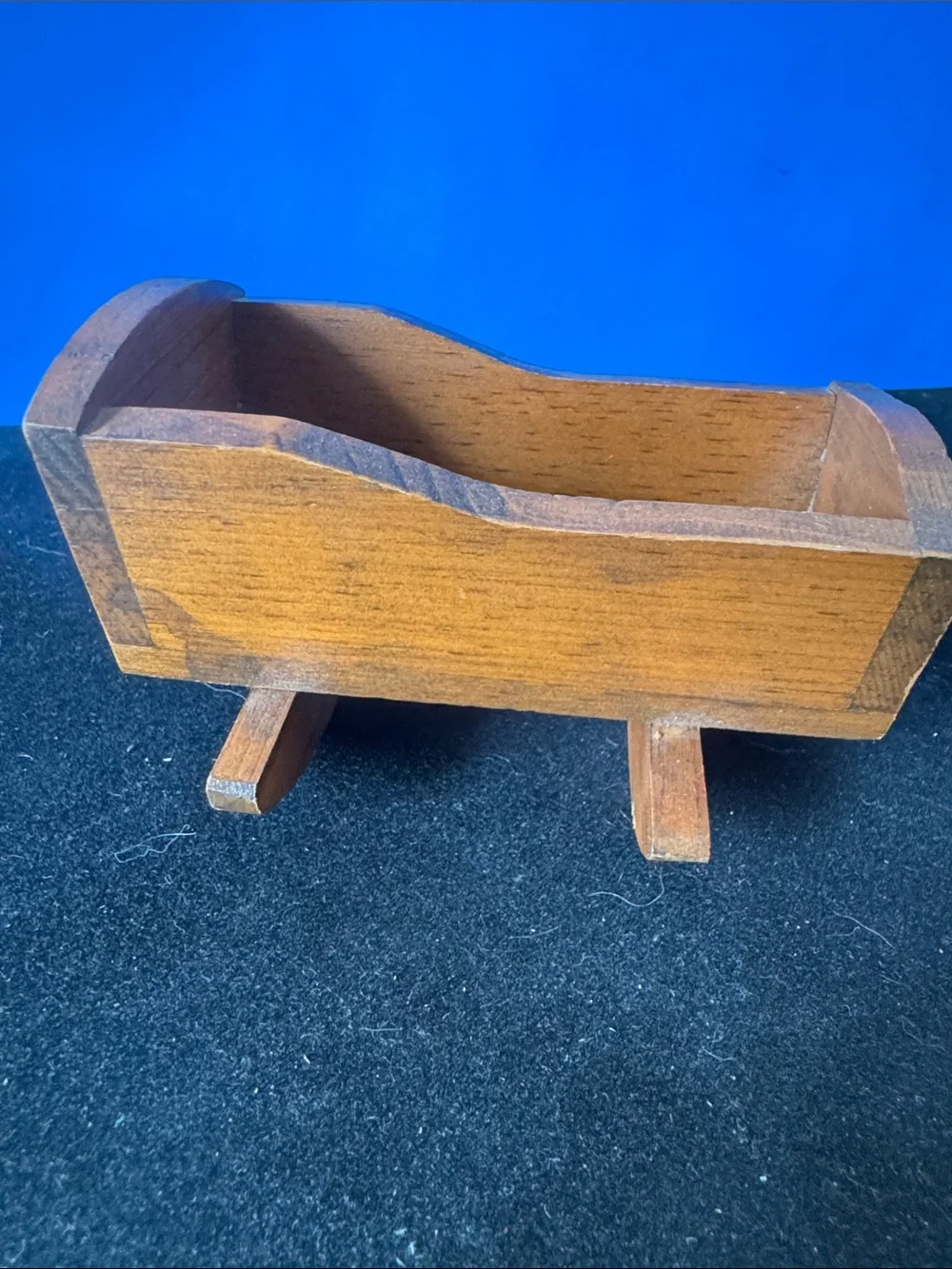Vintage Classic Doll House Wooden Mini Cradle - Brown